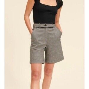 Rouje Paris Cyrus Shorts High-Waisted Blue Gingham Pattern French (Size 2)